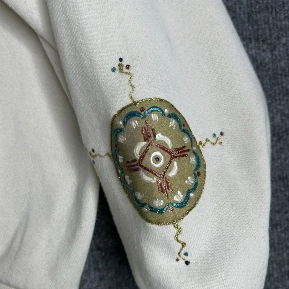 Vintage Southwestern Style Sweatshirt Women Size 2xl All Over Print Coyote Moon - Picture 9 of 11